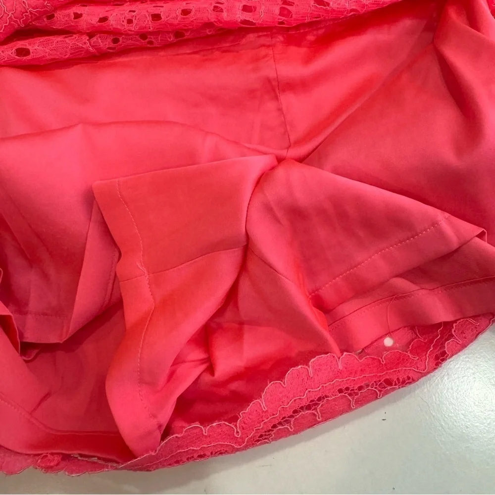Lilly Pulitzer Lace Alice Skort hot pink mini skirt with attached satin shorts 4
